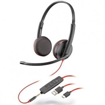 Poly Blackwire 3225 USB binaural wired headset with 3.5mm jack