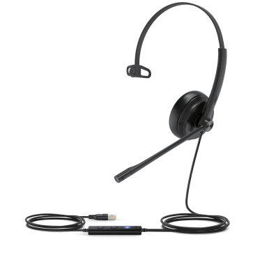 Yealink UH34 USB wired monaural headset  (leatherette ear cushions)