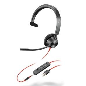 Poly Blackwire 3315 monaural wired USB headset with 3.5mm jack