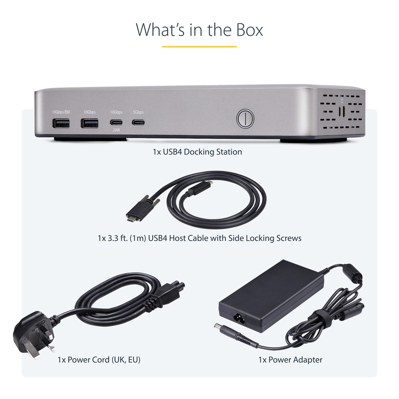 StarTech.com Dual-Monitor USB4 Docking Station, Dual 4K 120Hz or Single 8K 60Hz HDMI, 100W Laptop Charging, 2.5GbE, USB-C Multi- - Image 9