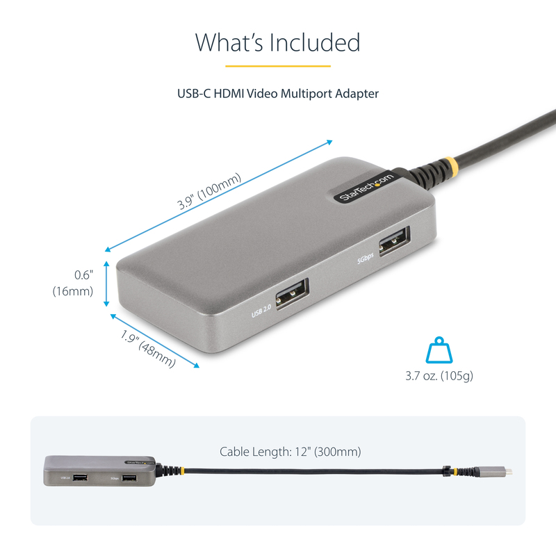 StarTech.com USB-C Multiport Adapter - 4K 60Hz HDMI w/HDR - 3-Port USB Hub - 100W Power Delivery Pass-Through - Works With Chrom - Image 13