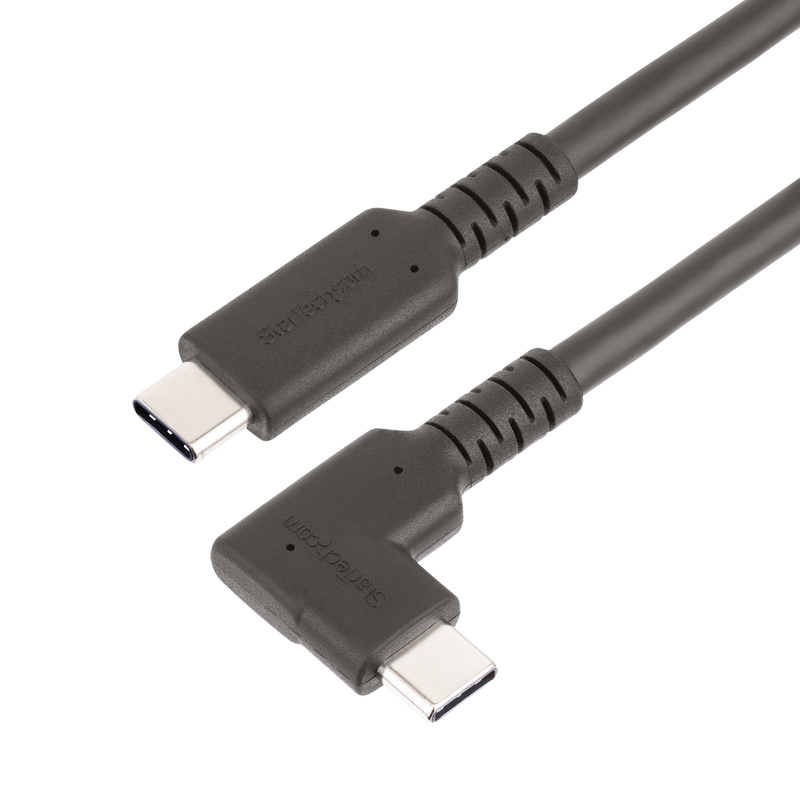 StarTech.com 6.6ft (2m) USB-C Cable, Right-Angled, USB 5Gbps, 100W (5A) Power Delivery, 4K 60Hz DP Alt Mode, Rugged USB C Cord -