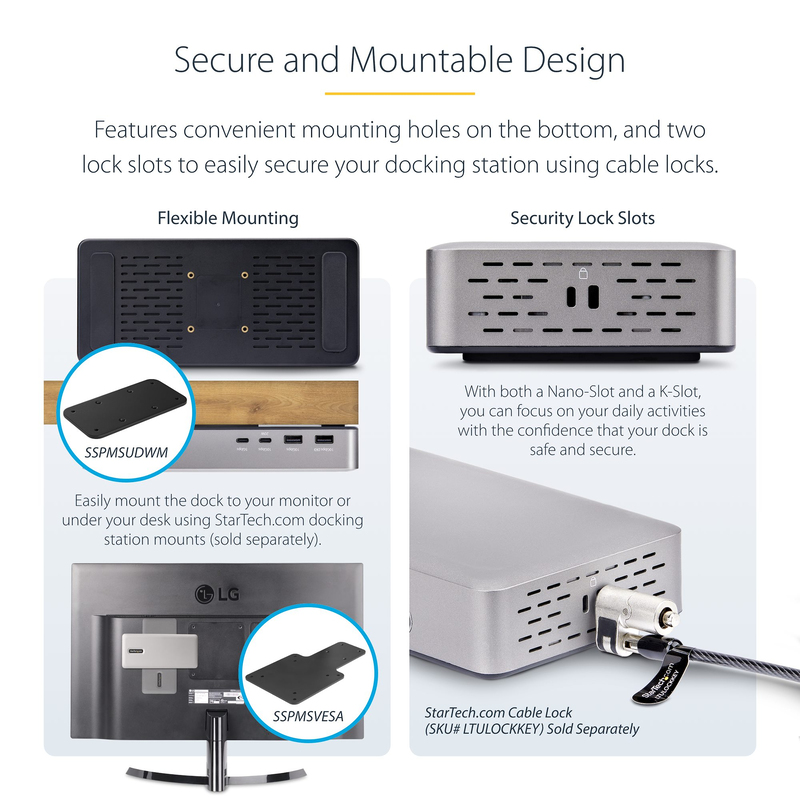 StarTech.com Dual-Monitor USB4 Docking Station, Dual 4K 120Hz or Single 8K 60Hz HDMI, 100W Laptop Charging, 2.5GbE, USB-C Multi- - Image 7