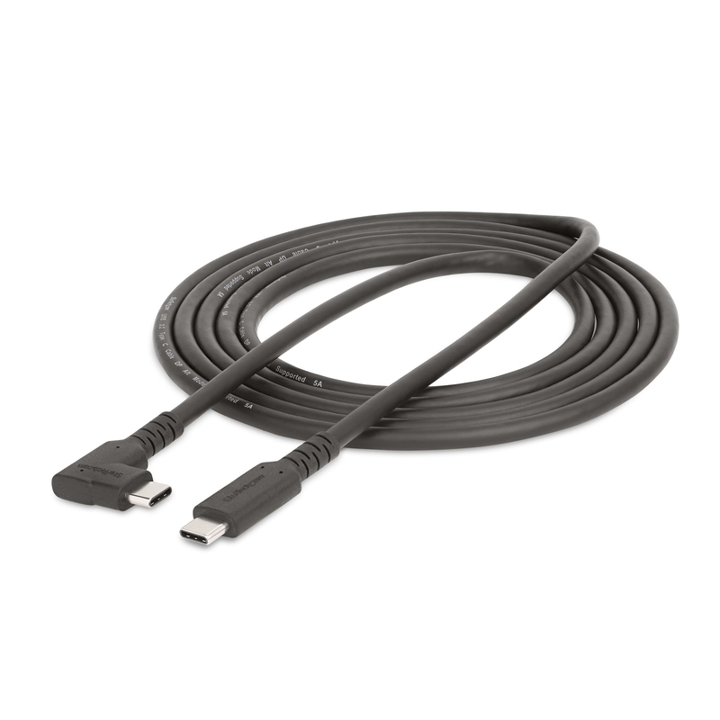 StarTech.com 6.6ft (2m) USB-C Cable, Right-Angled, USB 5Gbps, 100W (5A) Power Delivery, 4K 60Hz DP Alt Mode, Rugged USB C Cord - - Image 2