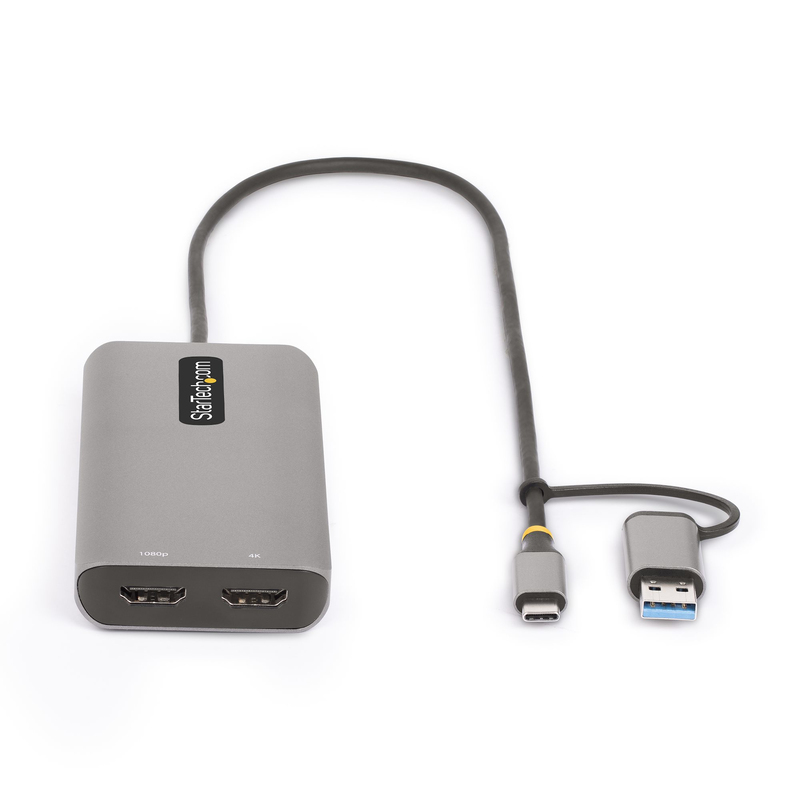 StarTech.com USB-C Multiport Adapter w/Attached USB-C to USB-A Dongle, Dual HDMI (4K30Hz/1080p60Hz), 3x USB-A 5Gbps, Mini Travel - Image 8