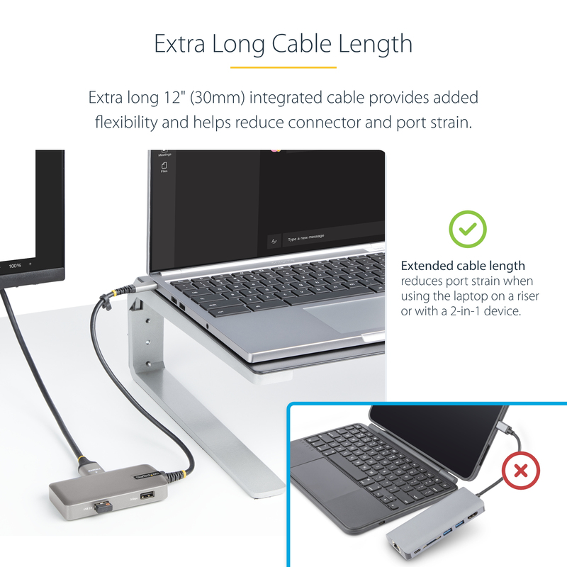 StarTech.com USB-C Multiport Adapter - 4K 60Hz HDMI w/HDR - 3-Port USB Hub - 100W Power Delivery Pass-Through - Works With Chrom - Image 10